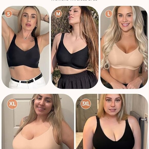 LetsJoli Wireless Bras for Women 2-pack white and nude, size L - Picture 2 of 5